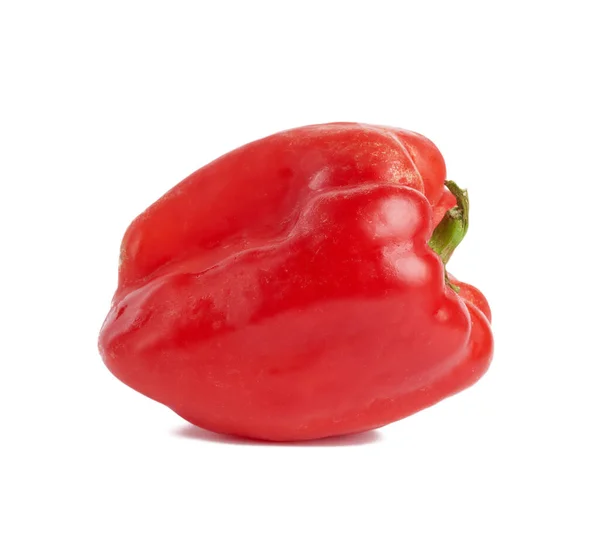Peperone Rosso Intero Isolato Sfondo Bianco Verdura Succosa Sana — Foto Stock