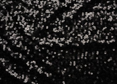 Siyah, yuvarlak pullu siyah kumaş, terzilik için kumaş, kapat.