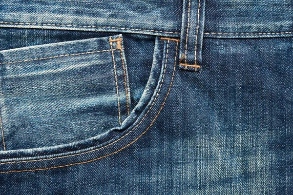 Bolso Frontal Jeans Clássico Azul Quadro Completo Close — Fotografia de Stock