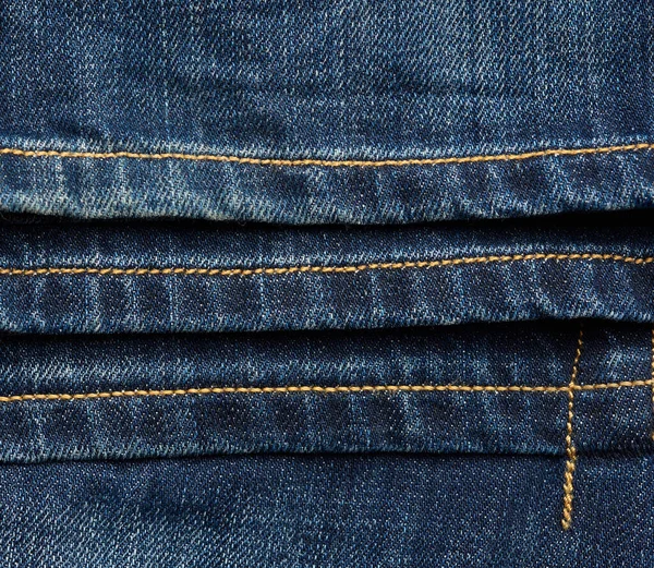 Naht Blauer Jeans Mit Braunem Faden Vollrahmen Saum — Stockfoto