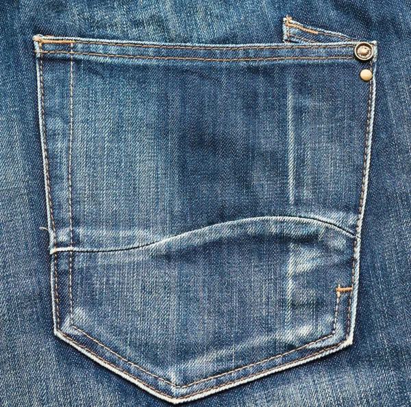 青いジーンズのバックポケット フルフレーム クローズアップ — ストック写真