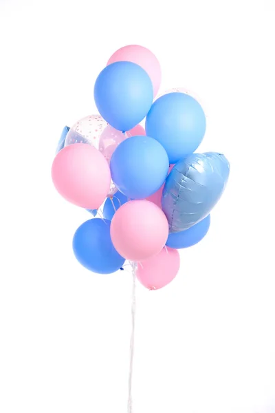 Fascio Palloncini Aria Rosa Blu Isolati Bianco — Foto Stock