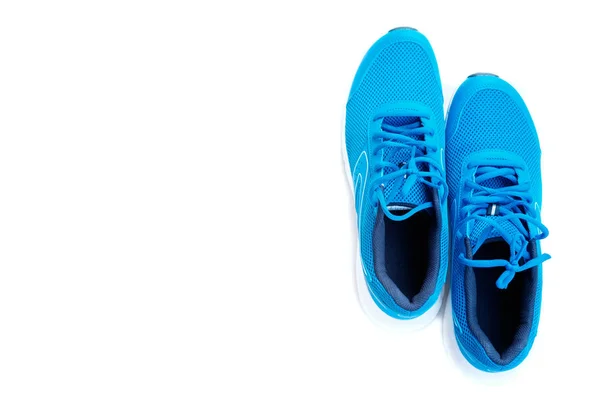 Konzeptlauf Konzept Love Run Blaue Laufschuhe Für Männer Auf Weißem — Stockfoto
