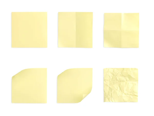 Kolekce Žlutá Barva Post Papír Záhyby Stočení Bílém Pozadí Cesta — Stock fotografie