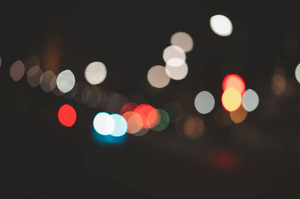 Car light background with blurred bokeh.