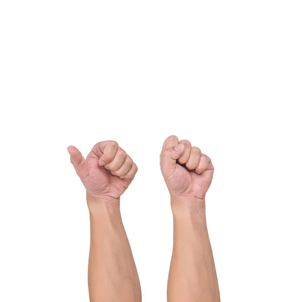 White Male Hand Gesture Showing Finger Count White Background Clipping — Stock Photo, Image