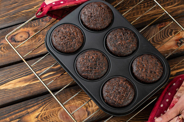 Chocolate Muffins in the form of baking