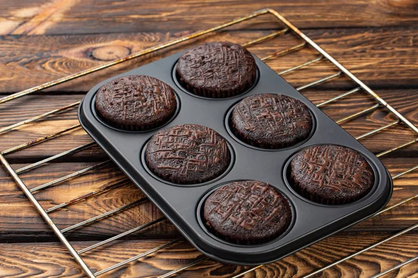 Çikolata Muffins Pişirme Şeklinde — Stok fotoğraf