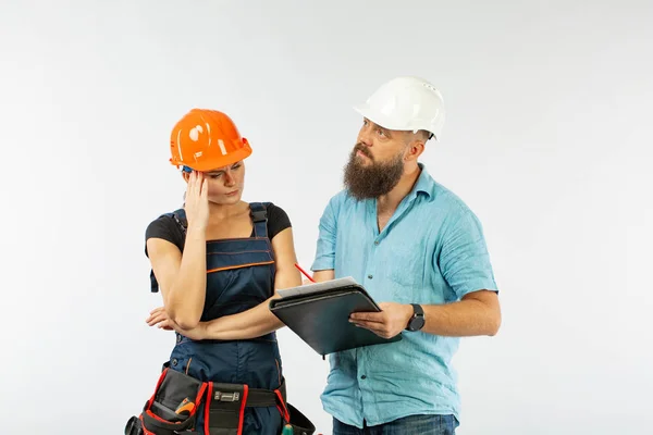 Arquitecto Ingeniero Masculino Que Reúne Con Una Contratista Edificio Sobre — Foto de Stock