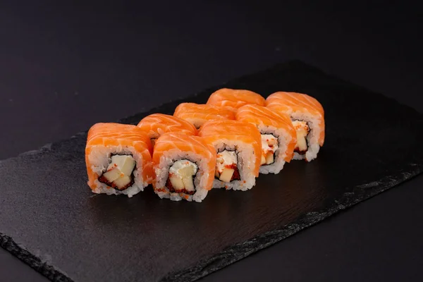 Sushi Set Japanese Cold Roll Salmon — Stock Photo, Image