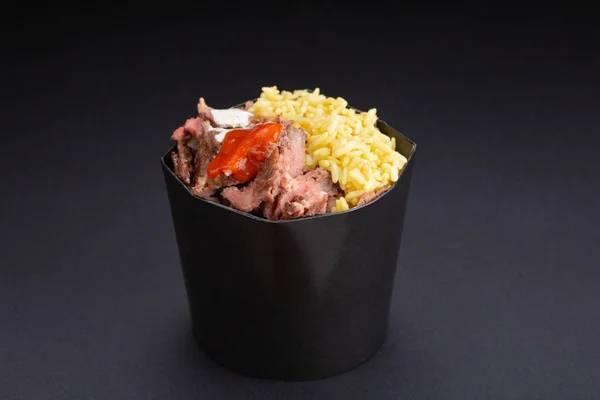 Arabic cuisine-Meat and rice stir fry with spices