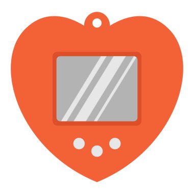 Tatlı çizgi film Tamagotchi. İzole edilmiş beyaz arka plan. Düz biçim vektör illüstrasyonu.