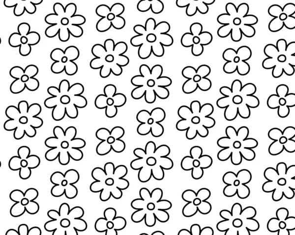 Siyah çizgili çiçek deseni. El çizimi. Vektör illüstrasyonu.