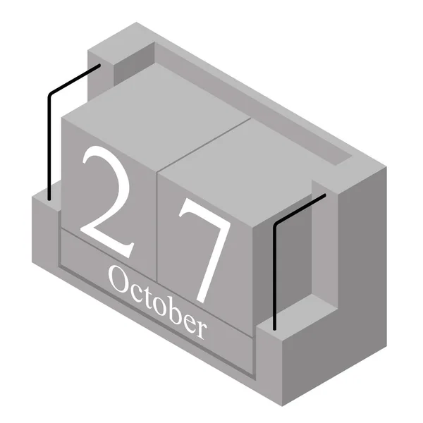 27 października Data w kalendarzu jednodniowe. Szary kalendarz bloku drewna obecna Data 27 i miesiąc października na białym tle. Holiday. Sezon. Wektorowa ilustracja izometryczna — Wektor stockowy