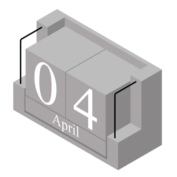 4 月 4 日の日付は、1 日のカレンダーです。灰色の木製ブロックカレンダー現在の日付4と月4月は白い背景に隔離されています。休日。シーズン。ベクトルアイソメイラストレーション ベクターグラフィックス