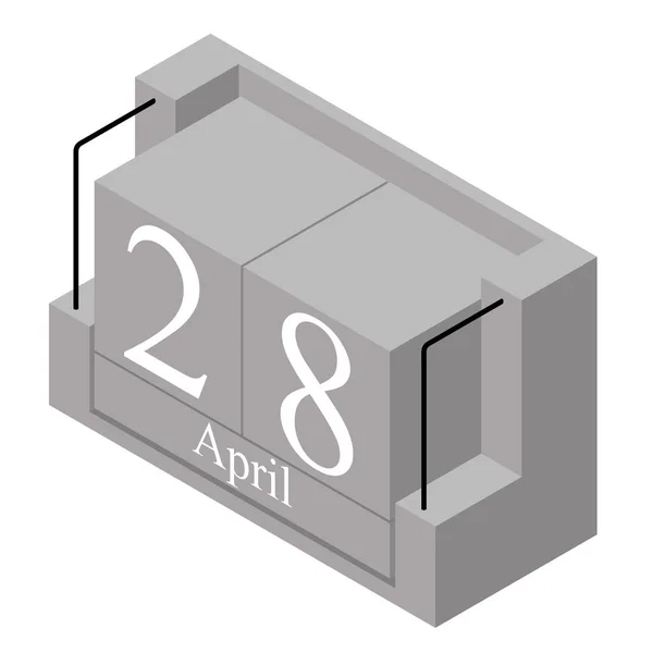 4 月 28 日の日付は、1 日のカレンダーです。灰色の木製ブロックカレンダー現在の日付28と月4月は白い背景に隔離されています。休日。シーズン。ベクトルアイソメイラストレーション ロイヤリティフリーストックベクター