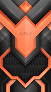 Modern Metalik Siyah ve Mercan Oyun Arkaplanı, Oyuncular için Dikey Duvar Kağıdı Tasarımı