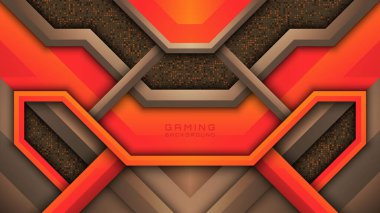 Turuncu ve kahverengi renk temalı gelecekçi oyun arka planı, modern oyuncu arka plan tasarımı, dijital soyut duvar kağıdı