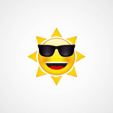 Yaz güneş yüzü güneş gözlüğü ve mutlu gülümseme, vektör, illüstrasyon, Eps dosyası ile
