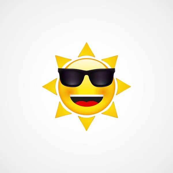 Summer Sun Face Sunglasses Happy Smile Vector Illustration Eps File — Stock Vector