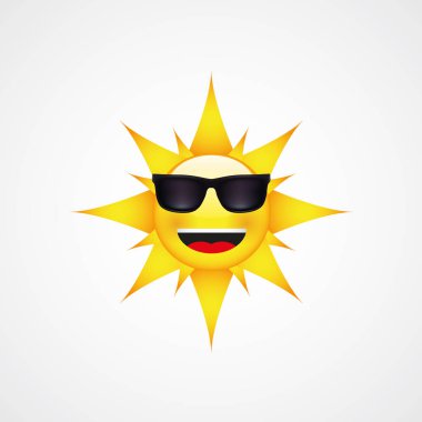 Güneş yüzü güneş gözlüğü ve mutlu gülümseme, vektör, illüstrasyon, Eps dosyası ile