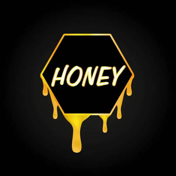 Honeycomb Och Honung Droppade Svart Bakgrund Vektor Illustrator Eps Fil — Stock vektor