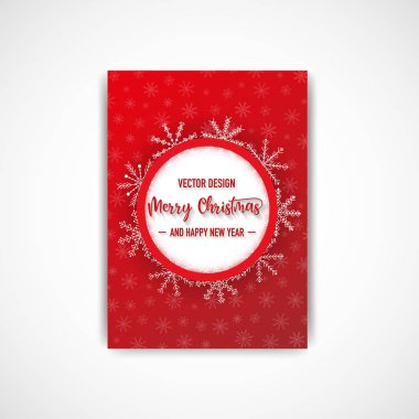 Kar tanesi, vektör, illüstrasyon, eps dosyası ile neşeli Noel kırmızı renkli el ilanı