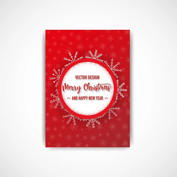 Merry Christmas Red Color Flyer Snowflake Vector Illustration Eps File — Stock Vector