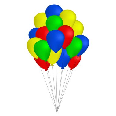 İzole beyaz arka plan, vektör, illüstrasyon, eps dosyası üzerinde renkli balon demeti
