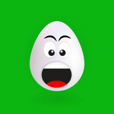 Yumurta karakter yeşil arka plan, vektör, illüstrasyon, eps dosyası ile çığlık Cute