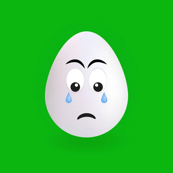 Carino Carattere Uovo Triste Con Sfondo Verde Vettore Illustrazione File — Vettoriale Stock