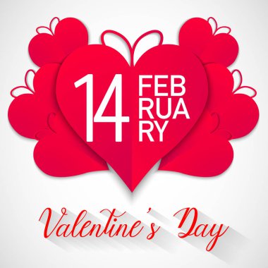 Mutlu sevgililer günü, beyaz arka plan, vektör, illüstrasyon, eps dosyası ile kırmızı kalpler