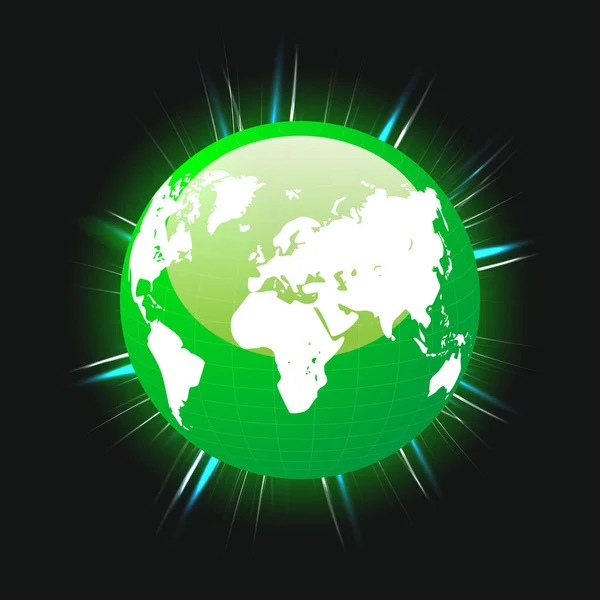 Green planet earth and world map colorful light beams, vector, illustration, eps file