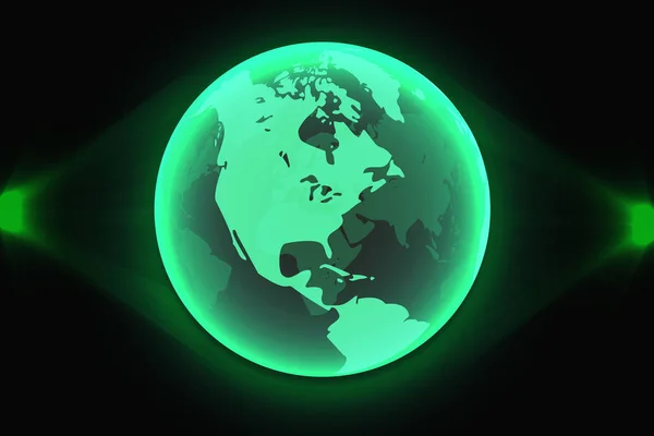 Grüne Weltkarte Globales Hologramm Vektor Illustration Folge — Stockvektor