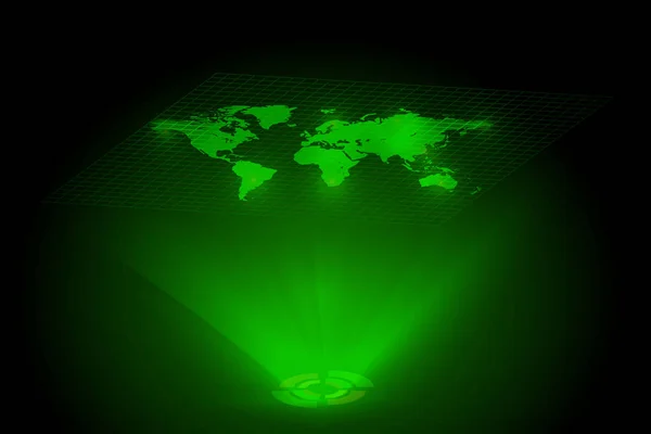 Mapa Del Mundo Verde Holograma Global Vector Ilustración Eps — Archivo Imágenes Vectoriales
