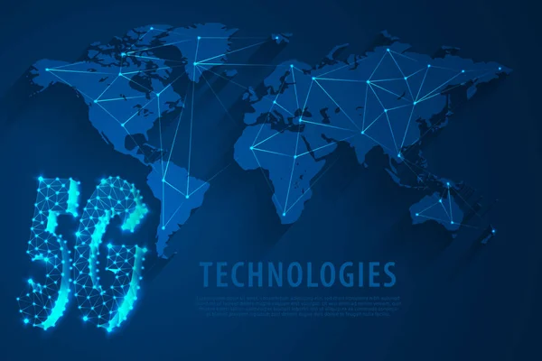 5g küresel ağ teknolojisi mavi artalanla Dünya Haritası, vektör, illüstrasyon, eps 10 dosya
