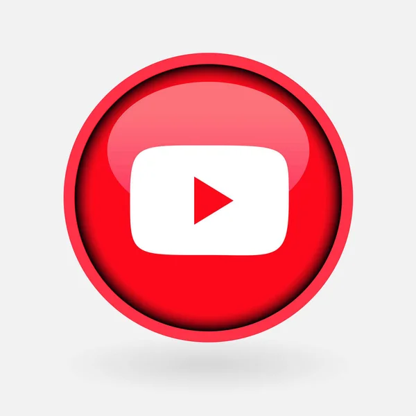 Koleksi logo media sosial populer yang dicetak pada kertas putih: Youtube . - Stok Vektor
