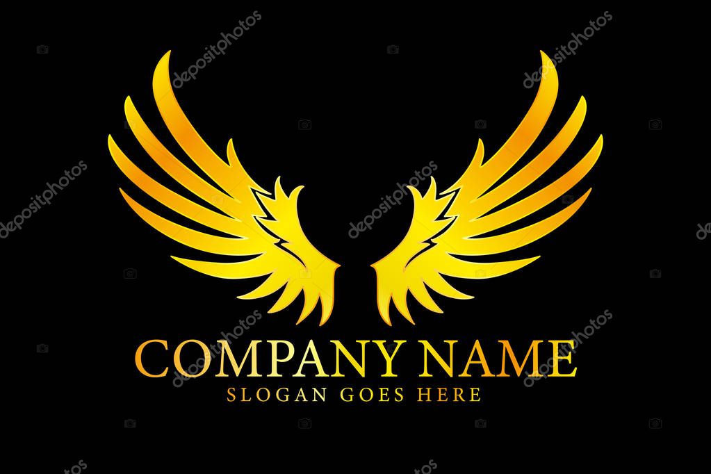 Golden wings logo, vector, illustration, eps file