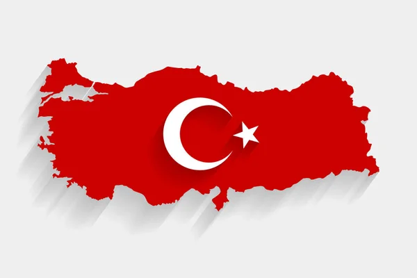 赤トルコ国旗と灰色の背景地図のベクトルします。 — ストックベクタ
