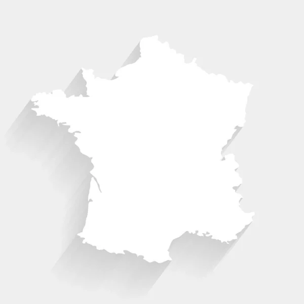 Mapa blanco simple de Francia sobre fondo gris, vector — Vector de stock