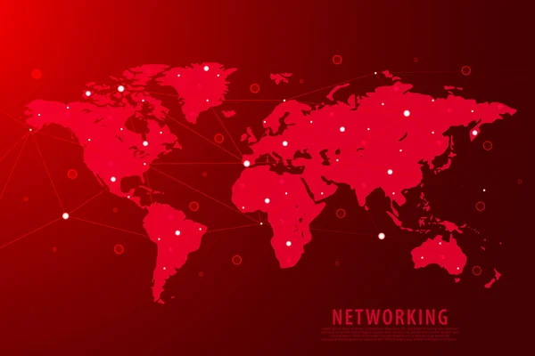 Fondo de conexión de red global, mapa del mundo rojo, archivo vectoreps — Archivo Imágenes Vectoriales