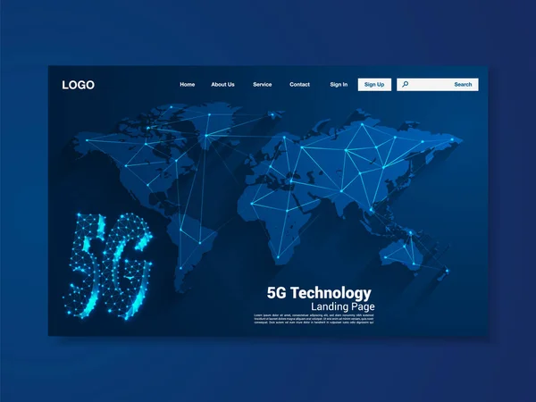 Página Inicial Tecnologia Rede Global Com Mapa Mundo Interface Vetor —  Vetores de Stock