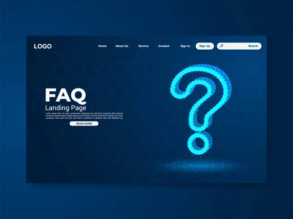 Faq Tecnologia Landing Page Com Mapa Mundo Interface Vetor Ilustração —  Vetores de Stock