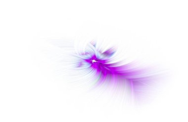 Arkaplan için beyaz zemin üzerinde mor renkli soyut bükülmüş ışık efekti. 