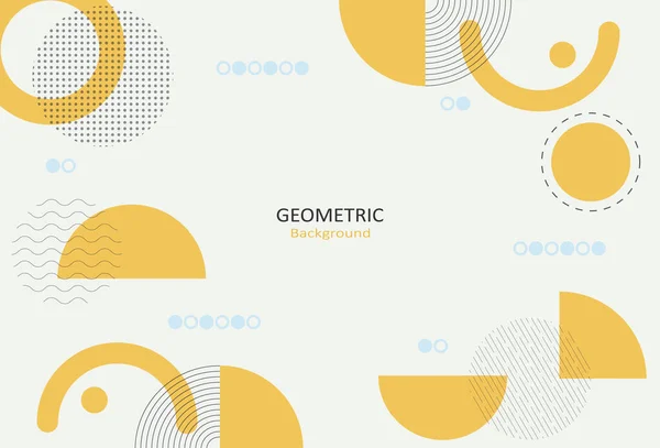 Sarı daire şekilli soyut geometrik şablon, pastel arka planda çizgiler ve noktalar. Metin için kopyalama alanı olan tasarım. Vektör İllüstrasyonu.