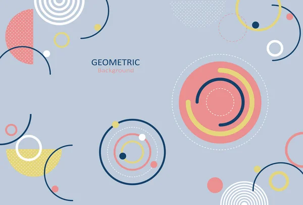 Çember şekilli soyut geometrik şablon ve pastel arka planda noktalar. Metin için kopyalama alanı olan tasarım. Vektör İllüstrasyonu.