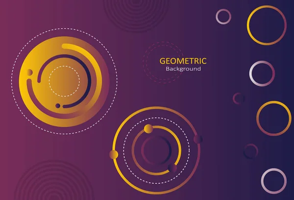Abstrakte Farbenfrohe Geometrische Vorlage Mit Kreisformen Auf Violettem Hintergrund Und — Stockvektor