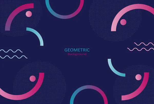 Abstrakte Geometrische Vorlage Mit Halbkreisformen Und Punktemuster Auf Dunklem Hintergrund — Stockvektor