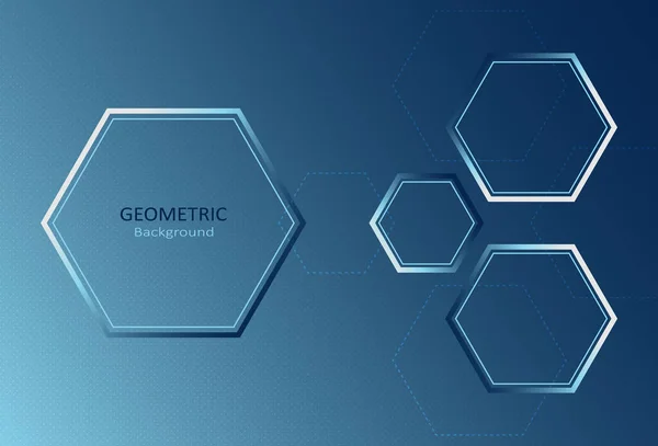 青色の背景に六角形の形状とドットパターンを持つ抽象幾何学的テンプレート テキスト用のコピースペースを備えたデザイン ベクターイラスト — ストックベクタ