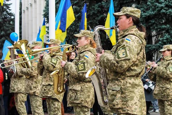 2017 Dnipro Ukrayna Ukrayna Ordusu Askeri Bölümü Müzisyenler Dnepr Şehir — Stok fotoğraf